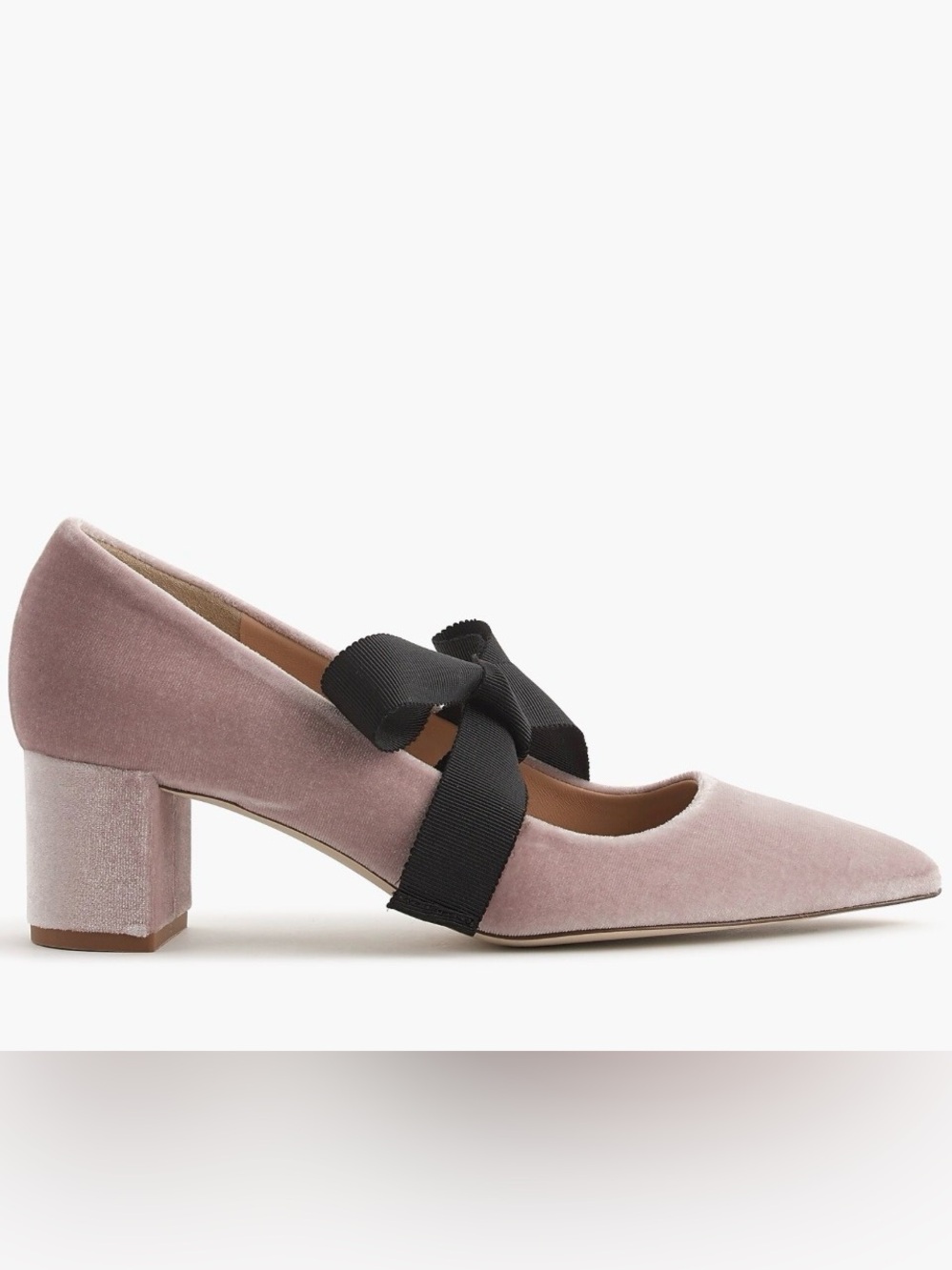 J. Crew Avery Velvet Block Heels with Grosgrain Ribbon Bow